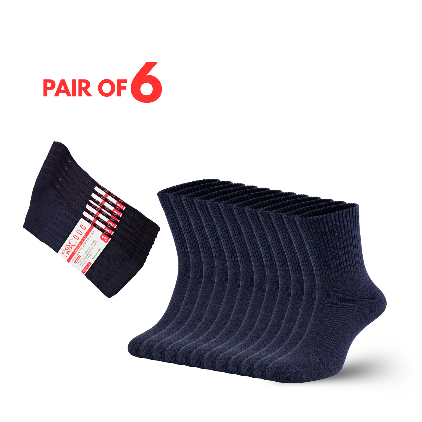 Diabetic Quarter Socks 3/6/9/12 Pairs, Non-Binding for Neuropathy & Circulation, Men & Women - Soc Doc