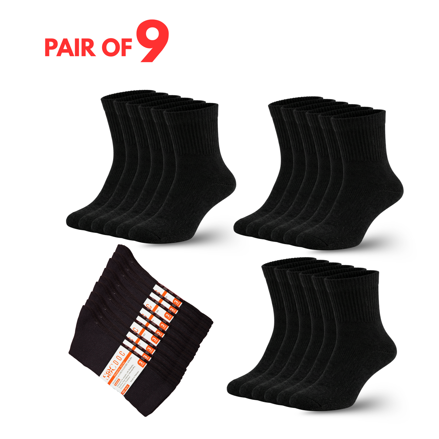 Diabetic Quarter Socks 3/6/9/12 Pairs, Non-Binding for Neuropathy & Circulation, Men & Women - Soc Doc