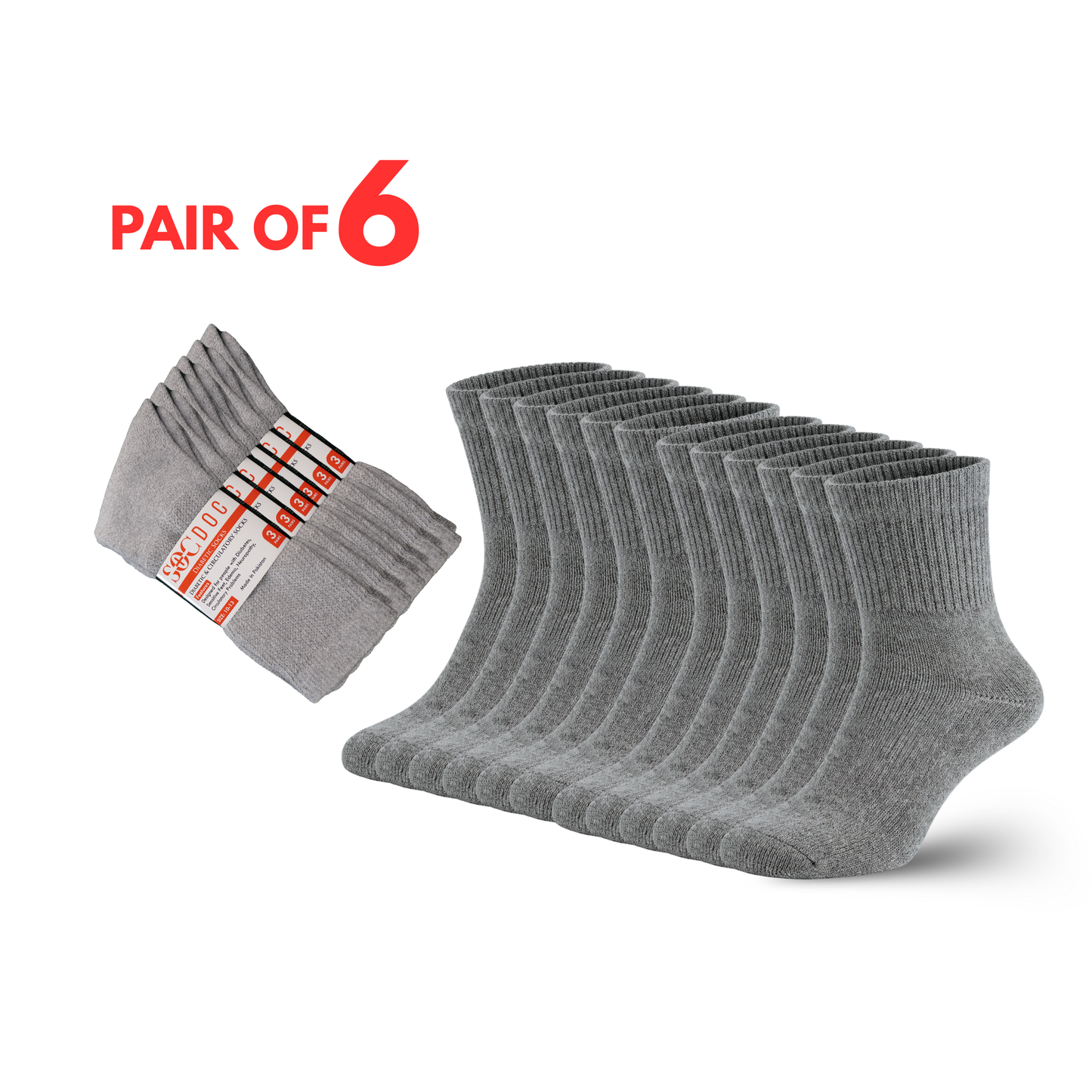 Diabetic Quarter Socks 3/6/9/12 Pairs, Non-Binding for Neuropathy & Circulation, Men & Women - Soc Doc