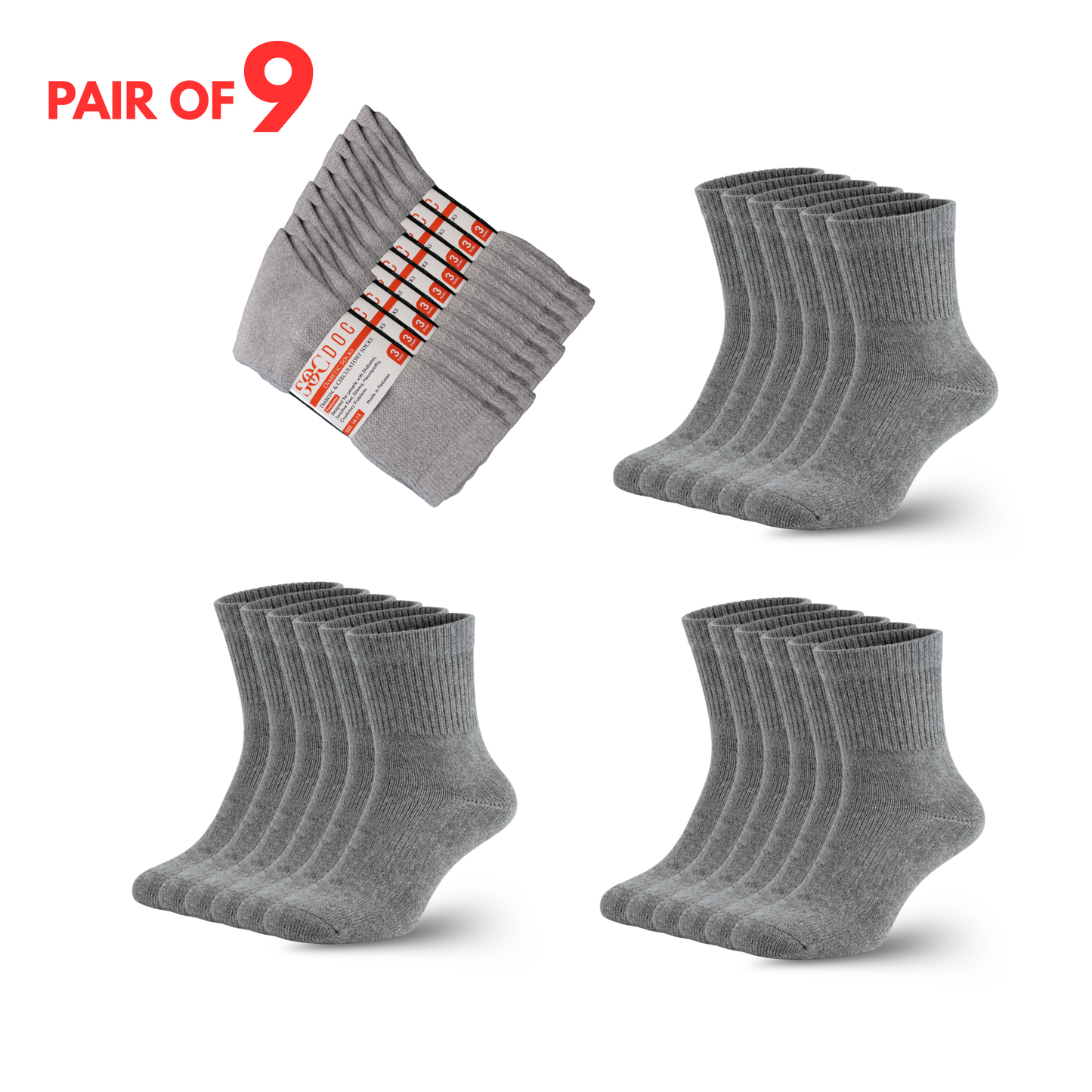 Diabetic Quarter Socks 3/6/9/12 Pairs, Non-Binding for Neuropathy & Circulation, Men & Women - Soc Doc
