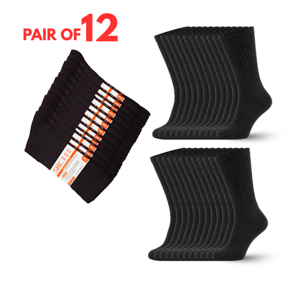 12-Pair Diabetic Crew Socks for Men & Women, Non-Binding Seamless Comfort, Breathable Cotton Blend - Soc Doc