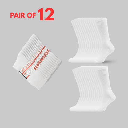 12-Pair Diabetic Crew Socks for Men & Women, Non-Binding Seamless Comfort, Breathable Cotton Blend - Soc Doc