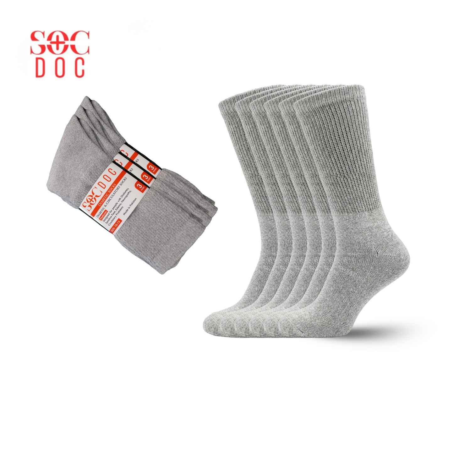 Multi-Color 12-Pair Diabetic CREW Socks, Non-Binding Comfort for Everyday Wear, Men & Women - SOC DOC