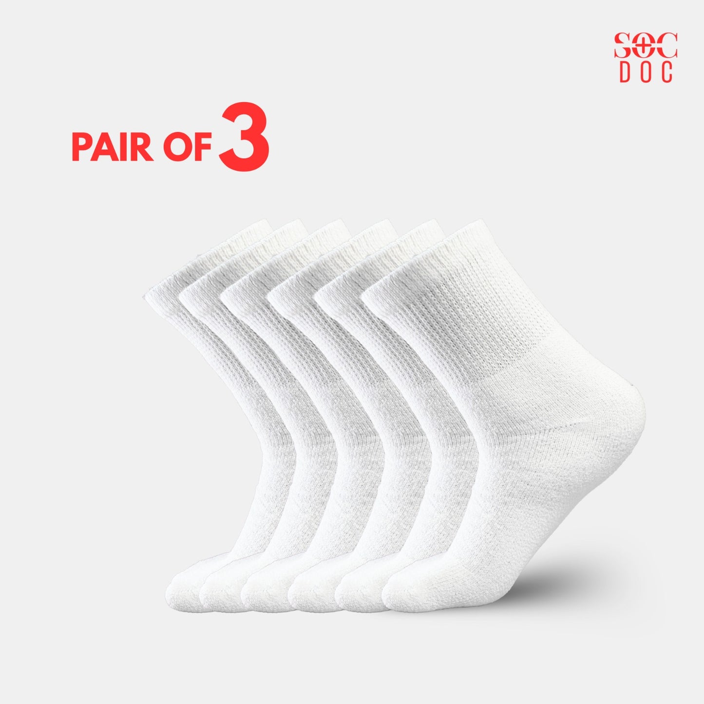 Diabetic Quarter Socks 3/6/9/12 Pairs, Non-Binding for Neuropathy & Circulation, Men & Women - Soc Doc