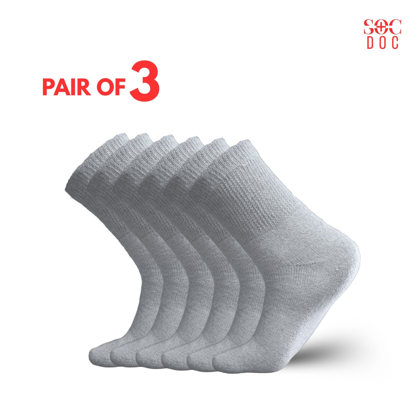 Diabetic Quarter Socks 3/6/9/12 Pairs, Non-Binding for Neuropathy & Circulation, Men & Women - Soc Doc