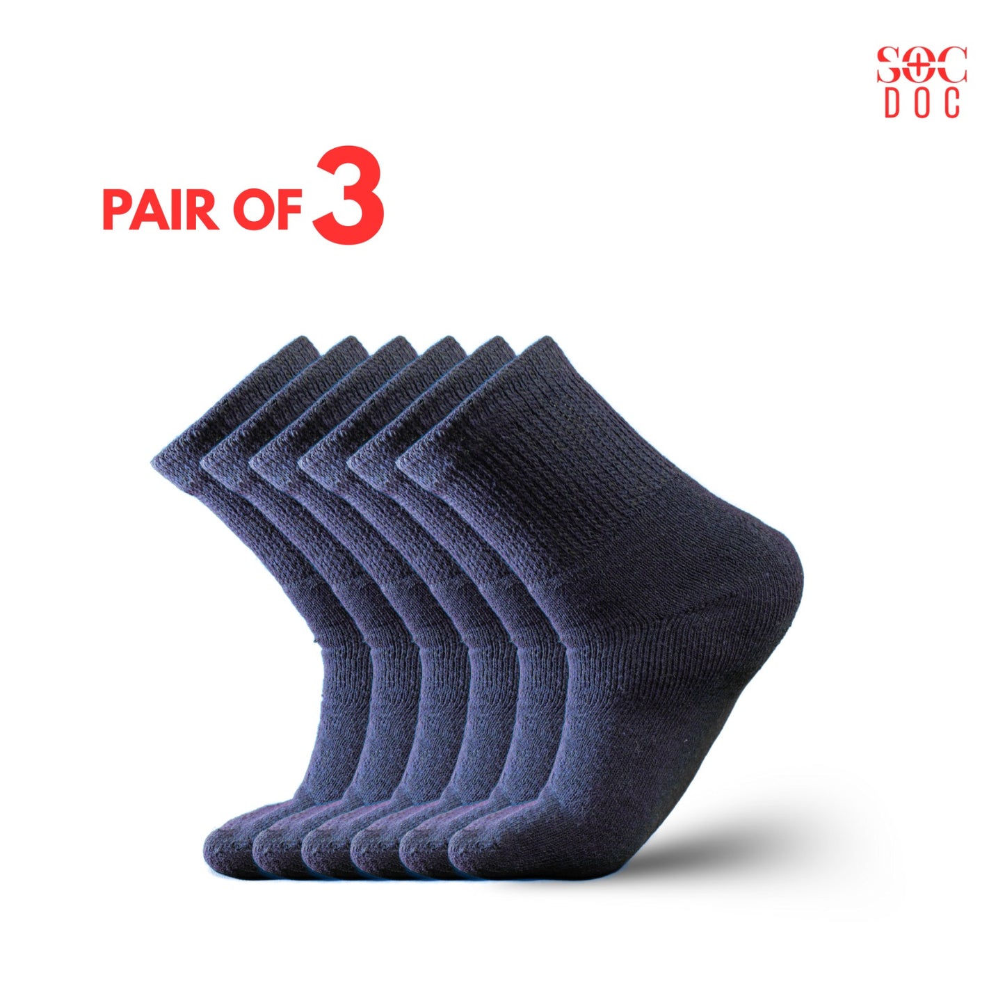 Diabetic Quarter Socks 3/6/9/12 Pairs, Non-Binding for Neuropathy & Circulation, Men & Women - Soc Doc