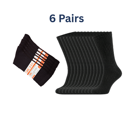 6-Pair Cotton Diabetic Crew Socks – Non-Binding, Loose Fit for Sensitive Feet (Sizes 9–11, 10–13, 13–15) Soc Doc