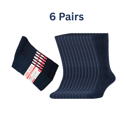 6-Pair Cotton Diabetic Crew Socks – Non-Binding, Loose Fit for Sensitive Feet (Sizes 9–11, 10–13, 13–15) Soc Doc