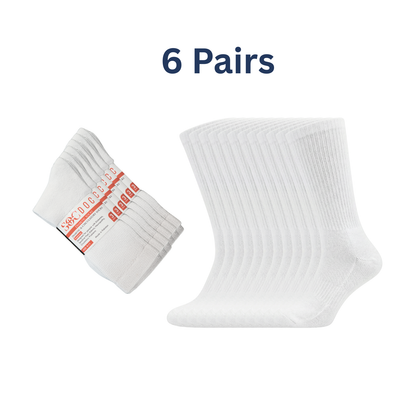 6-Pair Cotton Diabetic Crew Socks – Non-Binding, Loose Fit for Sensitive Feet (Sizes 9–11, 10–13, 13–15) Soc Doc